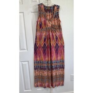 Wrangler Maxi Dress Women XL‎ Hippie Western Wear Orange Purple Pink Geometric